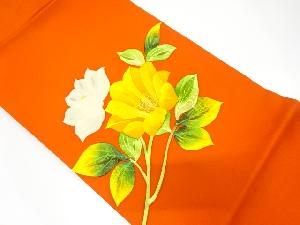 塩瀬　手描き　枝花模様　名古屋帯